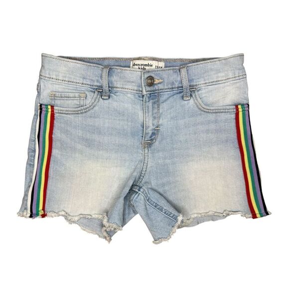 Abercrombie Kids 13/14 Midi Shorts Rainbow Light Wash Denim - Picture 1 of 5